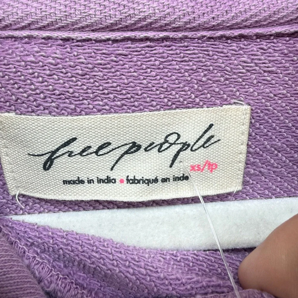 Free People Hoodie Women‎ XS Purple Flower Embroidered Boho RARE MSRP $198 NEW